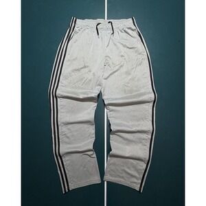 Vintage Y2K Adidas Track Pants Men's XL Gray Striped Sweatpants Baggy Wide Leg